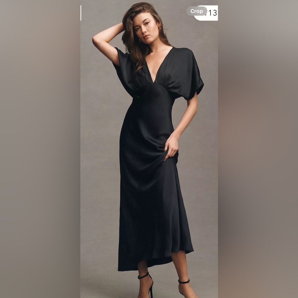 BHLDN Leila Derp V-neck Black Evening Gown